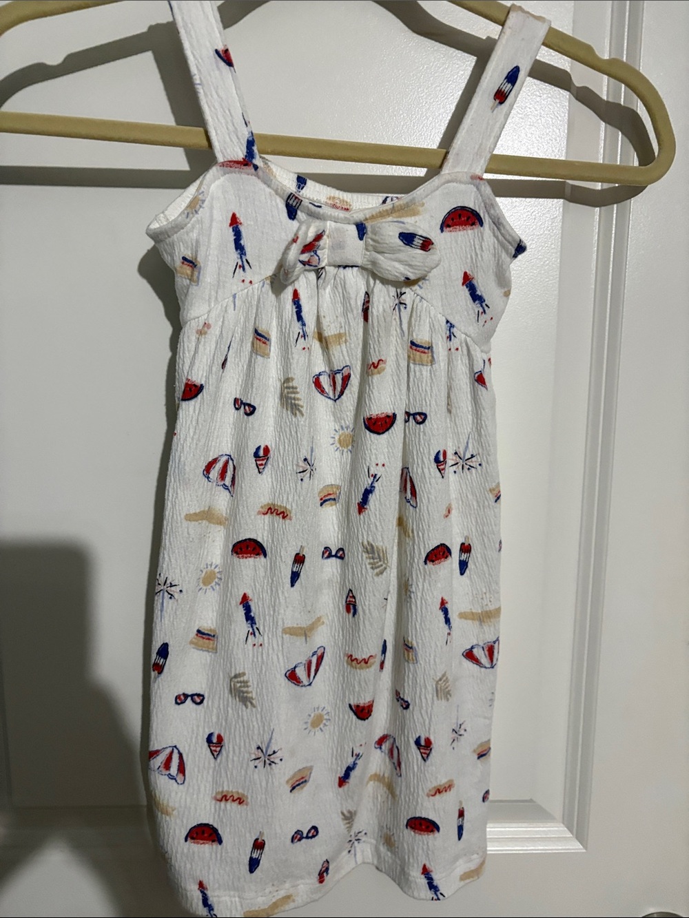 Carter's White Sundress with Red, Blue & Tan Summer Print